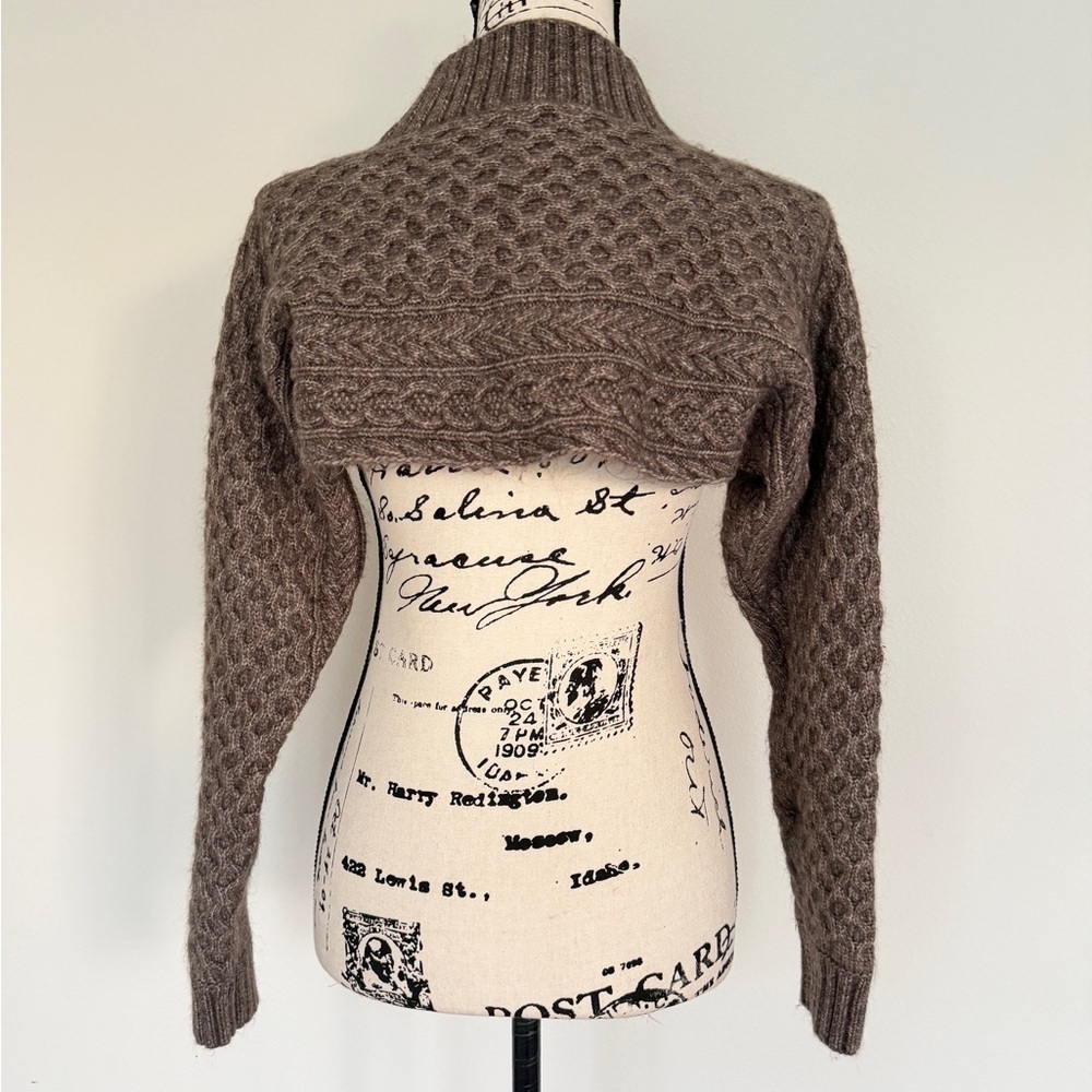 ASTR The Label Sweater Shrug Cable Knit Wool Blend Sz S‎ Chocolate Brown Cottage - Picture 7 of 16